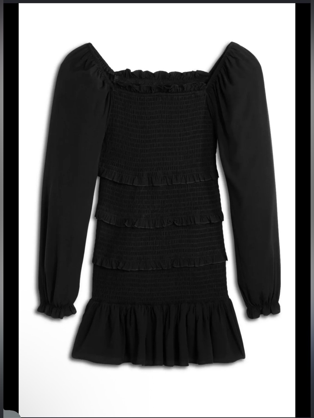 Katie J NYC Lailia Long Sleeve Black Smocked Tiered Long-Sleeve Dress - Tween  L